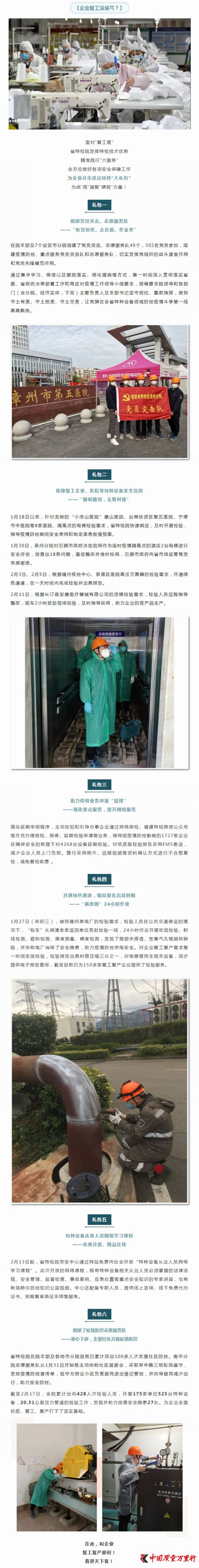 開市大吉！福建省特檢院送出復工“六大禮包”！